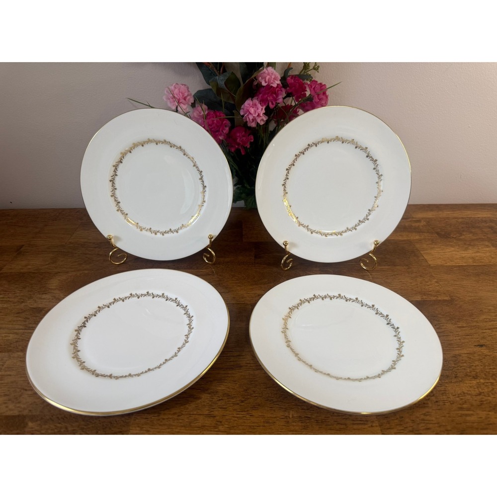 Coalport Cornet Side Plates Set Of 4 Gold Trim English Bone China Dining Vintage